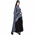 Designer Shirt style Kaftan with inner abaya-Grey-Black